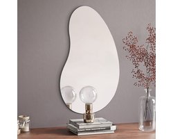 Navaris golvend ovale spiegel - Wandspiegel in trendy vorm - Perfect voor in de badkamer, slaapkamer, kinderkamer - 30 x 60 cm - Met anti-kras laag