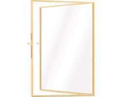 Navaris gouden A5 messing fotolijst - A5 dubbele zwevende fotolijst voor foto's, afbeeldingen, gedroogde bloemen - Glazen frame - Voor S, M, L