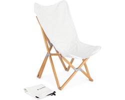 Navaris houten klapstoel met draagtas - Draagbare stoel voor kamperen, festivals, strand en vissen - Inklapbaar - Beige
