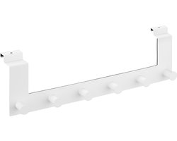 Navaris kapstok deurhanger 6 haken - Kledinghanger of handdoekhaken voor aan de deur - Voor deuren tot 4 cm - Wit