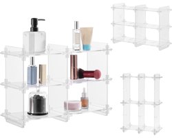 Navaris make up of parfum organiser - 45 x 14 x 30 cm - Kunststof badkamer of bureau organizer - Aanrecht rek - Eenvoudige montage - Transparant
