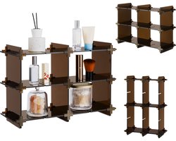 Navaris make up of parfum organiser - 45 x 14 x 30 cm - Kunststof badkamer of bureau organizer - Aanrecht rek - Eenvoudige montage - Transparant bruin