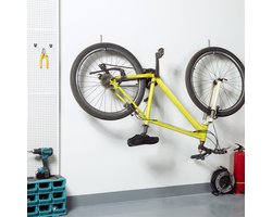 Navaris ophanghaken voor muur en plafond - Set van 8 kleine J haken - Voor garage, schuur, tuinhuis of werkplaats - Tot 15 kilo - Zilver kleur