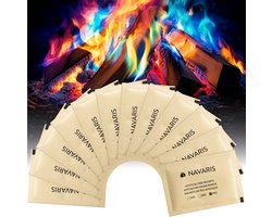 Navaris poeder voor gekleurd vuur - Gekleurde vlammen voor openhaard vuurkorf vuurschaal of kampvuur - Mystical fire - 30 g zakje - Set van 12 zakjes