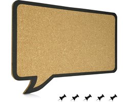 Navaris prikbord van kurk - Wandbord met 5 punaises - 44 x 29 cm - Voor op kantoor of studeerkamer en als wanddecoratie in de woonkamer - Tekstballon