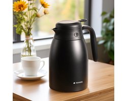 Navaris RVS koffiekan - Vacuüm geïsoleerde koffie, thee, vloeistof, drinkfles dispenser - Warme en koude dranken horeca pot - 1,5 liter