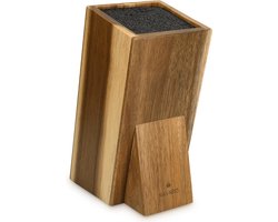 Navaris universeel messenblok zonder messen - Messenhouder van acaciahout - Houten messenblok - Geschikt voor alle maten keukenmessen en koksmessen