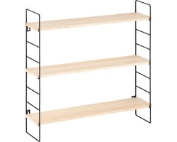 Navaris wandrek voor de muur - Unit met 3 planken om aan de muur te monteren - Voor slaapkamer, badkamer, woonkamer of keuken - 50 x 50 x 12 cm