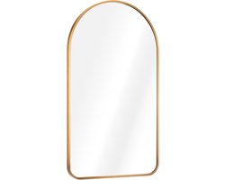 Navaris wandspiegel in goudkleurig frame - Boogvormig design - 3x45x80 cm - Spiegel inclusief bevestigingsmateriaal - Op te hangen of neer te zetten