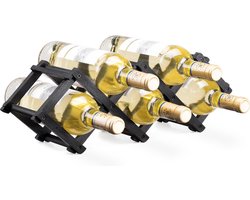 Navaris wijnrek van bamboe - Rekje voor wijnflessen - 45 x 12 x 15,2 cm - Voor 5 flessen - Opvouwbaar flessenrek - Zwart