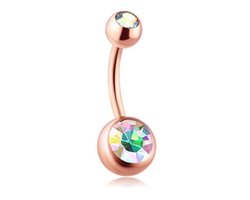 Navel Piercing - Rose Goud Met Steentjes