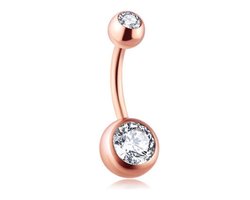 Navel Piercing - Rose Goud Met Steentjes