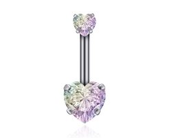 Navelpiercing Edelstaal Double Heart Multi