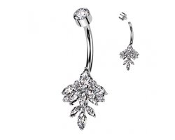 Navelpiercing leaf vine marquise zilver - LMPiercings