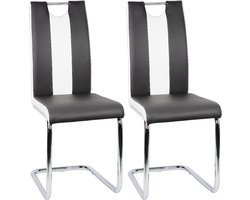 NAVOBIZ Eetkamerstoelen - Eettafel stoelen - Dining chair - Set van 2 stuks - Modern design - Duurzaam kunstleer - Metalen frame