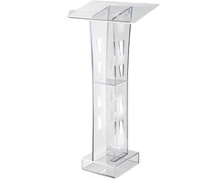 NAVOBIZ Lucite podium - Lessenaar - Katheder - Blauwe LED-verlichting - Opbergplateau - Onderhoudsvriendelijk - Transparant