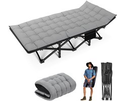 NAVOBIZ Opvouwbaar kampeerbed - Veldbed - Opvouwbaar bed - Stalen frame - Waterafstotende bovenlaag - Verhoogde ligpositie - Grijs