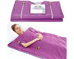 NAVOBIZ Saunadeken - Warmtedeken - Infrarood deken - Sauna blanket - Tot 80 °C - Instelbare timer - Ritssluitingen - Paars