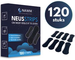 NAWM® Neusstrips (120 Stuks) - 4 Maanden Voorraad tegen Snurken, voor Sport & Betere Slaap - Zwarte Anti-Snurk Pleisters