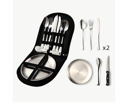 NAXSIR Duurzaam RVS Bestek Set voor Outdoor - Inclusief Steakmes, Vork, Lepel & Opbergtas