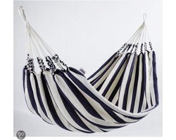 Naya Nayon Hangmat La Marinera Ruim blauw gestreept - 130 x 340 cm - 100 % katoen - handgemaakt in Ecuador