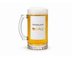 Nederland bierglas - 470 ml - Amsterdam - toeristen Nederlanders - bierpul - Rood wit blauw - Holland - cadeau - kado - bierglazen - oktoberfest