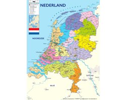 Nederland kaart poster  30 x 40cm - luxe uitvoering  - wanddecoratie