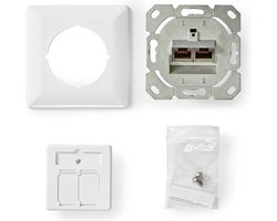 Nedis Netwerk Wanddoos - Inbouw - 2 poort(en) - CAT6 - Recht - Female - Goud Verguld - PVC - Wit - Doos