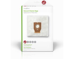 Nedis Stofzuigerzak - 4 Stuks - Synthetisch - Meest verkocht voor: Philips - Wit