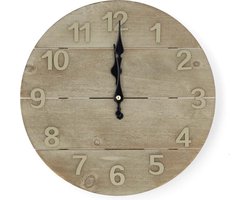 Nedis Wandklok - Diameter: 300 mm - Hout - Beige / Bruin