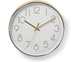 Nedis Wandklok - Diameter: 300 mm - Kunststof - Goud / Wit