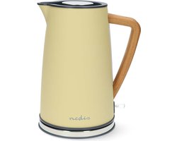 Nedis Waterkoker - 1.7 l - Roestvrij Staal / Soft-Touch - Geel - 360 graden draaibaar - Verborgen verwarmingselement - Strix-controller - Droogkookbeveiliging