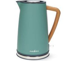 Nedis Waterkoker - 1.7 l - Roestvrij Staal / Soft-Touch - Groen - 360 graden draaibaar - Verborgen verwarmingselement - Strix-controller - Droogkookbeveiliging
