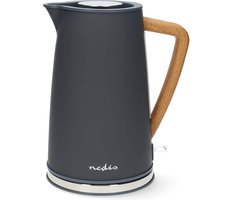 Nedis Waterkoker - 1.7 l - Soft-Touch - Grijs - 360 graden draaibaar - Verborgen verwarmingselement - Strix-controller - Droogkookbeveiliging