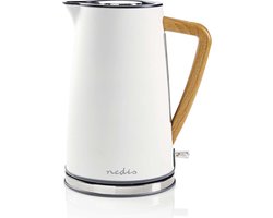 Nedis Waterkoker - 1.7 l - Soft-Touch - Wit - 360 graden draaibaar - Verborgen verwarmingselement - Strix-controller - Droogkookbeveiliging