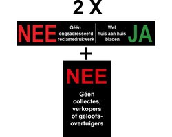 Nee Ja Sticker - Brievenbussticker Ja Nee - Reclame Nee - Huis aan Huis Ja - 2 setjes - Nee Geen collectes, Verkopers of Geloof.