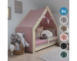 Need Sleep - Huisbed Hemel van Katoen met Wimpelslinger - 440x90 cm - Hemeltje geschikt voor Huisbed 90x200 - Decoratie - Roze
