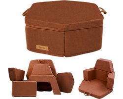 Need Sleep Kinder Speelbank Modulair – 6 Onderdelen – Zachte Schuim Sofa met Personalisatie – Karamel Teddy