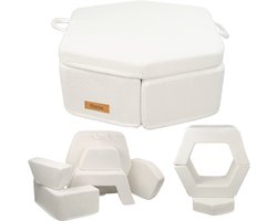 Need Sleep Kinder Speelbank Modulair – 6 Onderdelen – Zachte Schuim Sofa met Personalisatie – Karamel Teddy crème