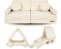 Need Sleep Modulaire Speelbank voor Kinderen - 10-delig - Personaliseerbaar - Teddy Kinderbank - Montessori Slaapbank - Ecru