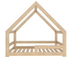 Need Sleep - Montessori Kinderbed Huisbed Peuterbed met Uitvalbescherming - Naturel Hout - 90x200 cm - symmetrisch