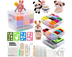 Needle Felting Starter Kit - 36 Colors Wool Roving, Felting Needles & Tools - DIY Craft, Fiber Art Material - for Wet Felting and Dry Felting - Beginner Felting Kit, Adult Craft Hobby - Multi-Color - Foam Pad Included - 36-Piece Set
