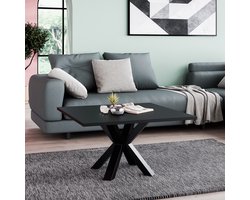 Neew® by George Azzar – Design Salontafel NOE 90x90 cm – Zwart Vierkant Tafelblad – Metalen Spinpoot – Industrieel & Modern – Bijzettafel / Koffietafel – Compact & Stevig – Luxe Meubel voor Woonkamer / Lounge / Slaapkamer