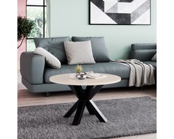 Neew® by George Azzar – Design Salontafel NOE Ø90 cm – Taupe Rond Tafelblad – Metalen Spinpoot – Industrieel & Modern – Bijzettafel / Koffietafel – Compact & Stevig – Luxe Meubel voor Woonkamer / Lounge / Slaapkamer