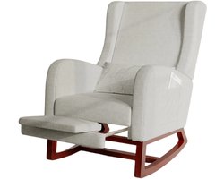 NELLA Moderne Schommelstoel met Hoge Rugleuning - Inclusief Beensteun & Zijvakken - Voor Woonkamer & Slaapkamer - Volwassenen