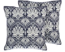NEMESIA - Sierkussen set van 2 - Donkerblauw - 45 x 45 cm - Katoen