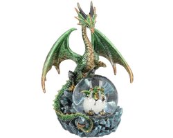 Nemesis Now Beeld/figuur Emerald Oracle Draak - Sneeuwbal - Zeer gedetailleerd en Mooi - 18,5cm x 15cm x 11cm - Multicolours