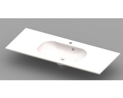 Nemo Spring Ovum meubelwastafel met 1 centrale verzonken wastafel 1200 x 500 x 200 mm met overloop wit kunstmarmer