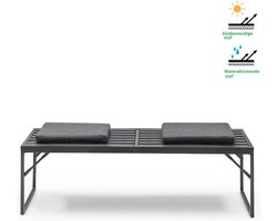 NEMSA Kaju - Tuinbank 2-zits met kussens - Tuinmeubel tweezits - Metalen kunststof sofa - Balkon / Terras bank - Metaal / Kunststof - Antraciet