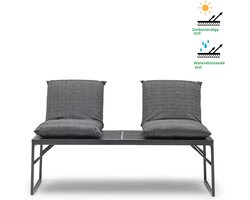 NEMSA Kajuci - Tuinbank 2-zits met verstelbare zitgedeelte - Tuinmeubel tweezits - Metalen kunststof sofa - Balkon / Terras bank - Metaal / Kunststof - Antraciet